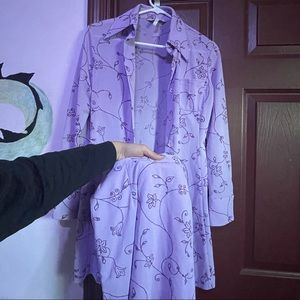 90’s lilac long button up and skirt set